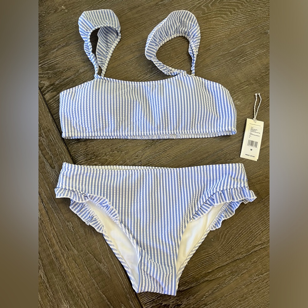 Vineyard Vines Blue and White Striped Bikini Seersucker